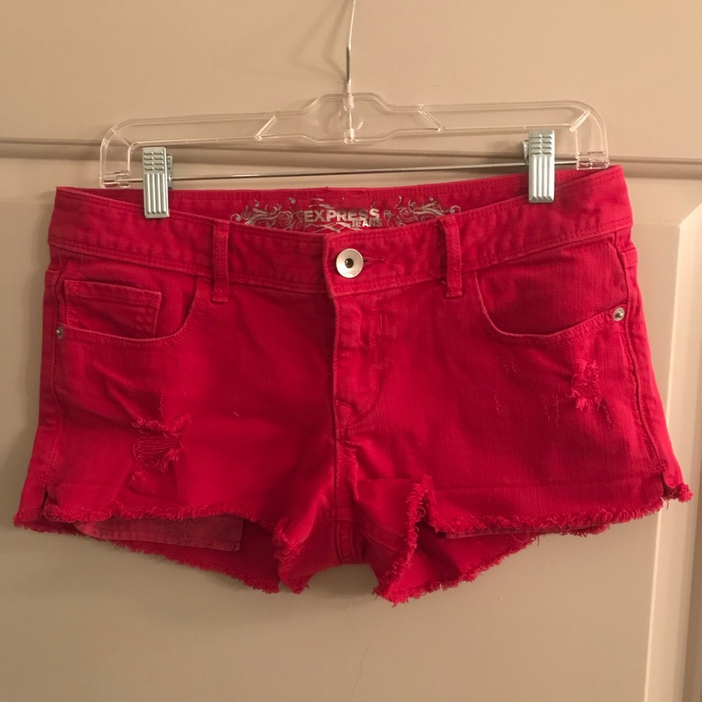 Red Cut-Off Jeans